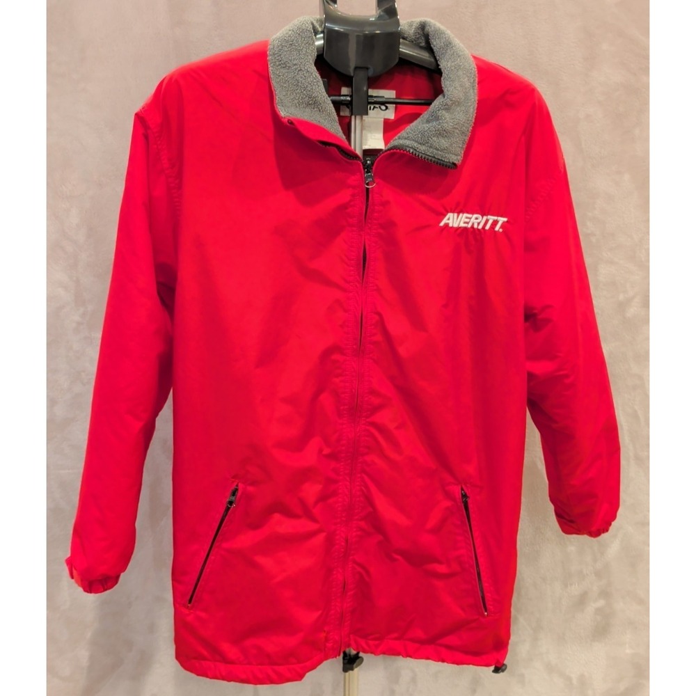 Cintas Averitt‎ Red Jacket Mens M Fleece Lined Full Zip Work Windbreaker
